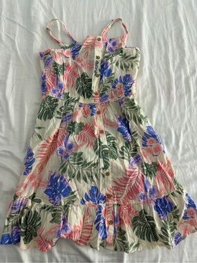 SO Cream Sundress with Pink, Blue & Green Floral Print